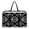 Black Ethnic Aztec Pattern Print Utility Tote Bag