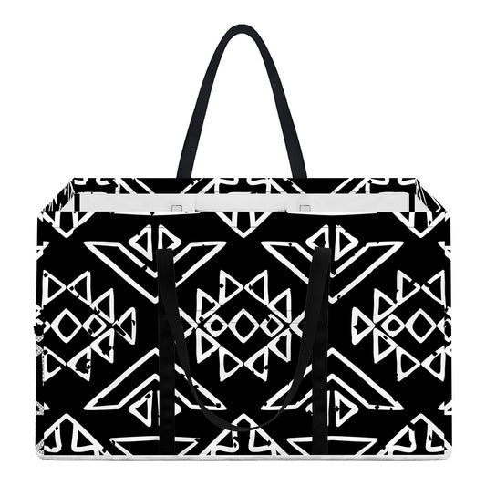 Black Ethnic Aztec Pattern Print Utility Tote Bag