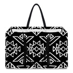 Black Ethnic Aztec Pattern Print Utility Tote Bag