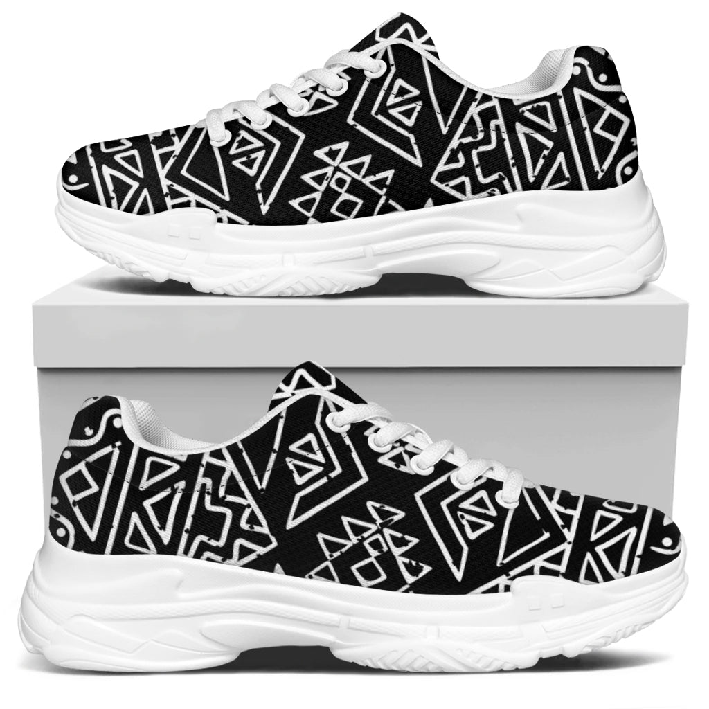 Black Ethnic Aztec Pattern Print White Chunky Shoes