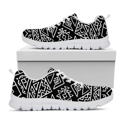 Black Ethnic Aztec Pattern Print White Running Shoes