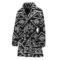 Black Ethnic Aztec Pattern Print Women's Bathrobe