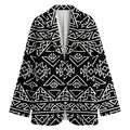 Black Ethnic Aztec Pattern Print Women's Cotton Blazer