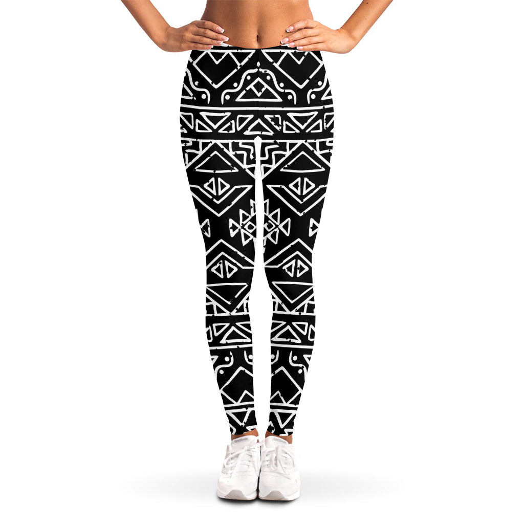Black Ethnic Aztec Pattern Print Women's Leggings
