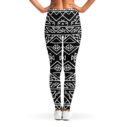 Black Ethnic Aztec Pattern Print Women's Leggings