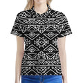 Black Ethnic Aztec Pattern Print Women's Polo Shirt