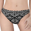 Black Ethnic Aztec Pattern Print Women's Thong