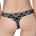 Black Ethnic Aztec Pattern Print Women's Thong