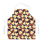 Black Fried Egg And Bacon Pattern Print Adjustable Apron