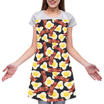 Black Fried Egg And Bacon Pattern Print Adjustable Apron