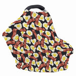 Black Fried Egg And Bacon Pattern Print Baby Seat Cover