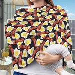 Black Fried Egg And Bacon Pattern Print Baby Seat Cover