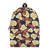 Black Fried Egg And Bacon Pattern Print Backpack