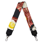 Black Fried Egg And Bacon Pattern Print Bag Strap