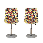 Black Fried Egg And Bacon Pattern Print Bar Stool Covers