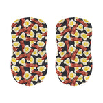 Black Fried Egg And Bacon Pattern Print Bar Stool Covers