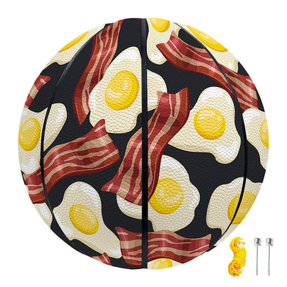 Black Fried Egg And Bacon Pattern Print Basketball
