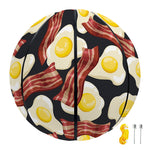 Black Fried Egg And Bacon Pattern Print Basketball