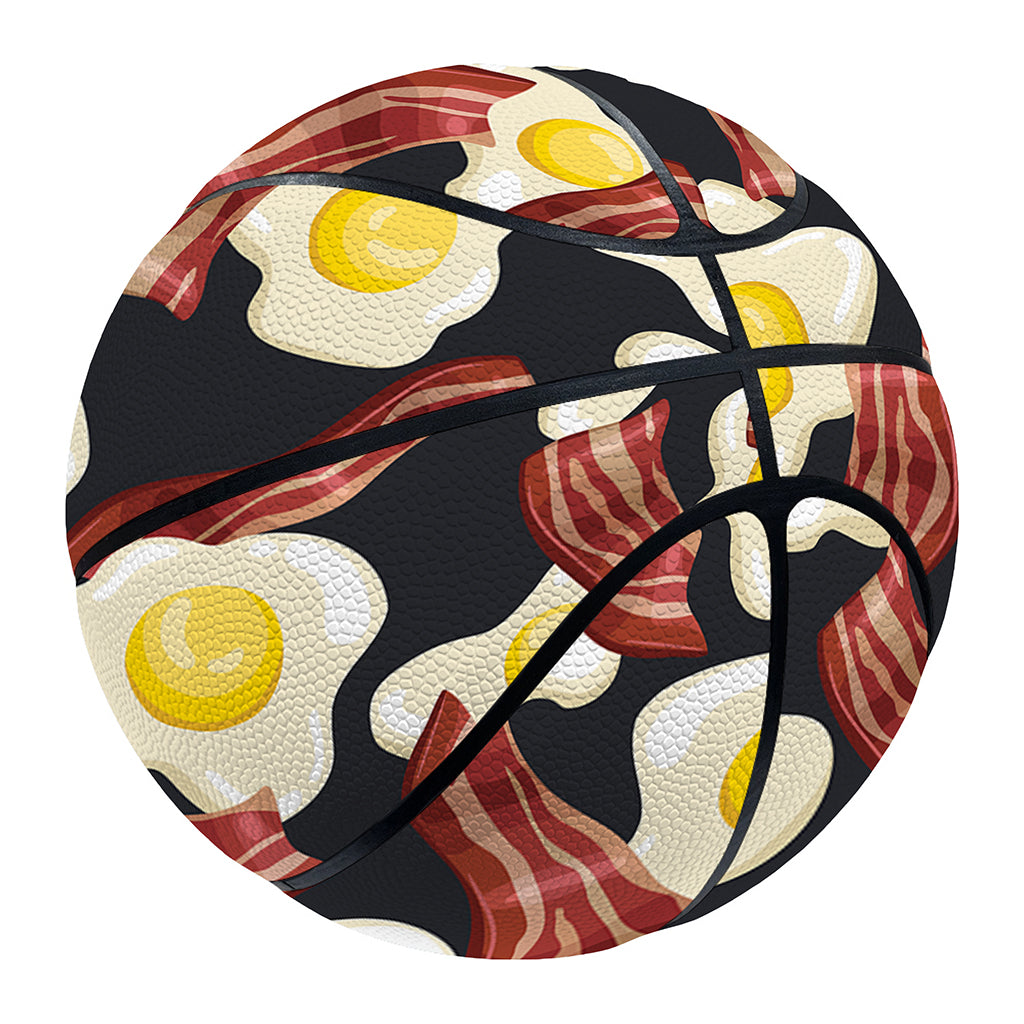Black Fried Egg And Bacon Pattern Print Basketball