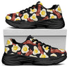 Black Fried Egg And Bacon Pattern Print Black Chunky Shoes