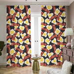 Black Fried Egg And Bacon Pattern Print Blackout Pencil Pleat Curtains