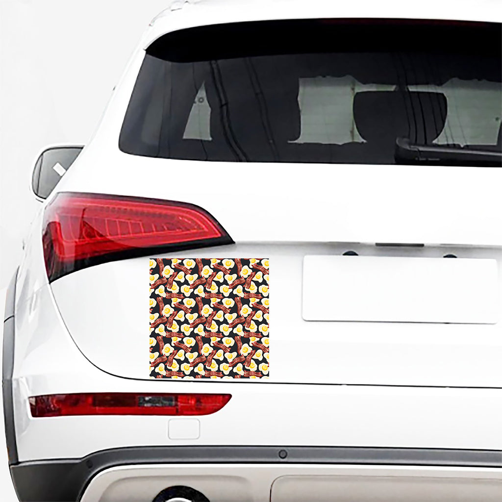 Black Fried Egg And Bacon Pattern Print Car Sticker