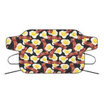 Black Fried Egg And Bacon Pattern Print Car Windshield Snow Cover