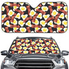 Black Fried Egg And Bacon Pattern Print Car Windshield Sun Shade