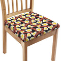 Black Fried Egg And Bacon Pattern Print Chair Cushion Cover