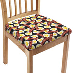 Black Fried Egg And Bacon Pattern Print Chair Cushion Cover