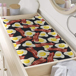 Black Fried Egg And Bacon Pattern Print Changing Pad Cover