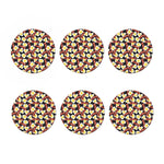 Black Fried Egg And Bacon Pattern Print Coaster Set