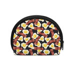 Black Fried Egg And Bacon Pattern Print Coin Purse