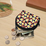 Black Fried Egg And Bacon Pattern Print Coin Purse