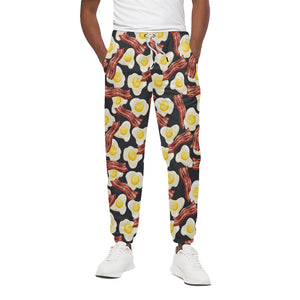 Black Fried Egg And Bacon Pattern Print Cotton Pants