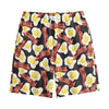 Black Fried Egg And Bacon Pattern Print Cotton Shorts