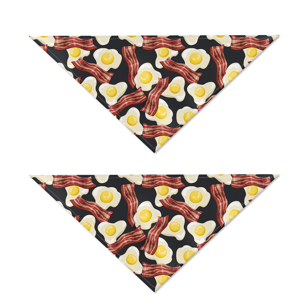 Black Fried Egg And Bacon Pattern Print Dog Bandana