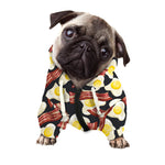 Black Fried Egg And Bacon Pattern Print Dog Zip Up Hoodie