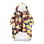 Black Fried Egg And Bacon Pattern Print Dog Zip Up Hoodie