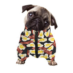 Black Fried Egg And Bacon Pattern Print Dog Zip Up Jacket