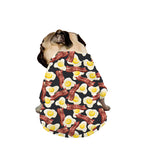 Black Fried Egg And Bacon Pattern Print Dog Zip Up Jacket