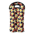 Black Fried Egg And Bacon Pattern Print Double Neoprene Wine Tote