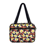 Black Fried Egg And Bacon Pattern Print Double Strap Bible Bag