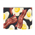 Black Fried Egg And Bacon Pattern Print Drum Lamp Shade