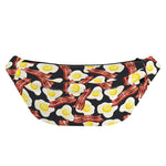 Black Fried Egg And Bacon Pattern Print Fanny Pack