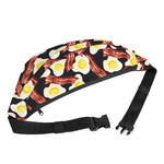 Black Fried Egg And Bacon Pattern Print Fanny Pack
