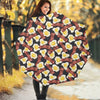 Black Fried Egg And Bacon Pattern Print Foldable Umbrella