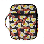 Black Fried Egg And Bacon Pattern Print Front Pocket Bible Bag