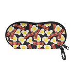 Black Fried Egg And Bacon Pattern Print Glasses Case