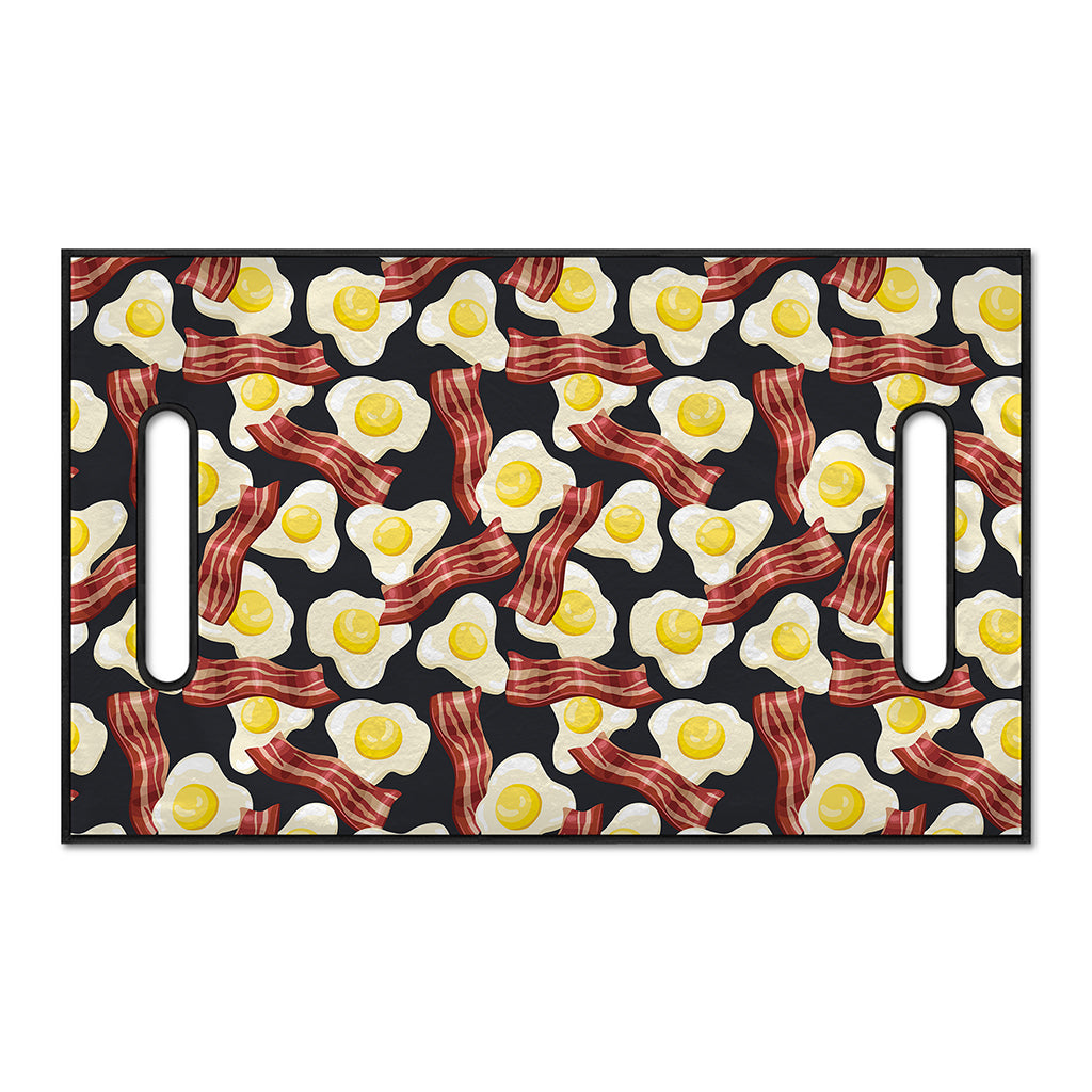 Black Fried Egg And Bacon Pattern Print Golf Cart Seat Cover